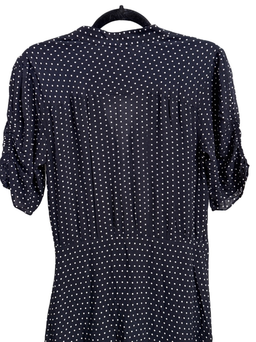 Free People Pippa Black Polka Dot Mini Dress Medium Button Front Flowy Boho - Picture 7 of 13